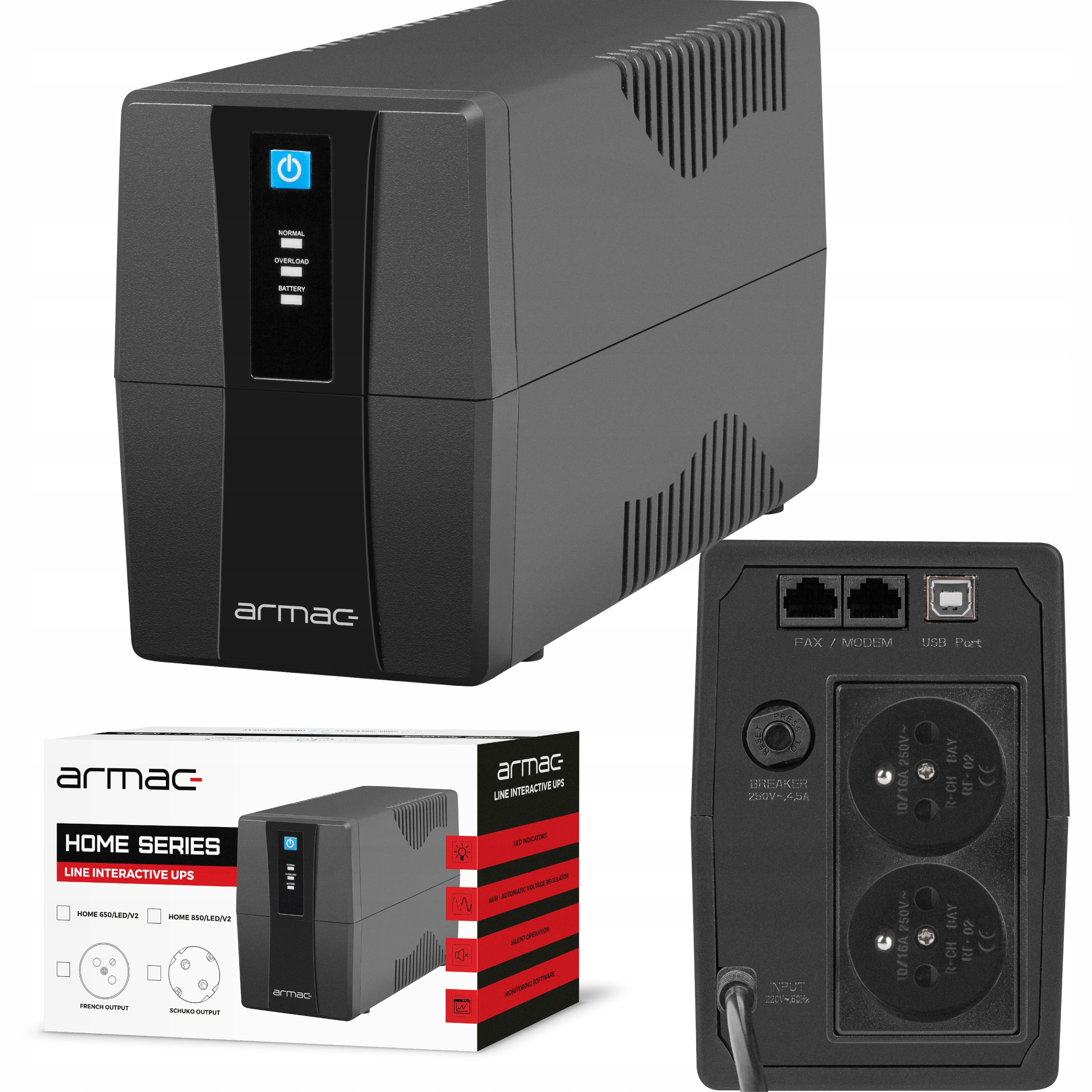 Armac H/650E/LED/V2 zdroj UPS 650 VA 390 W